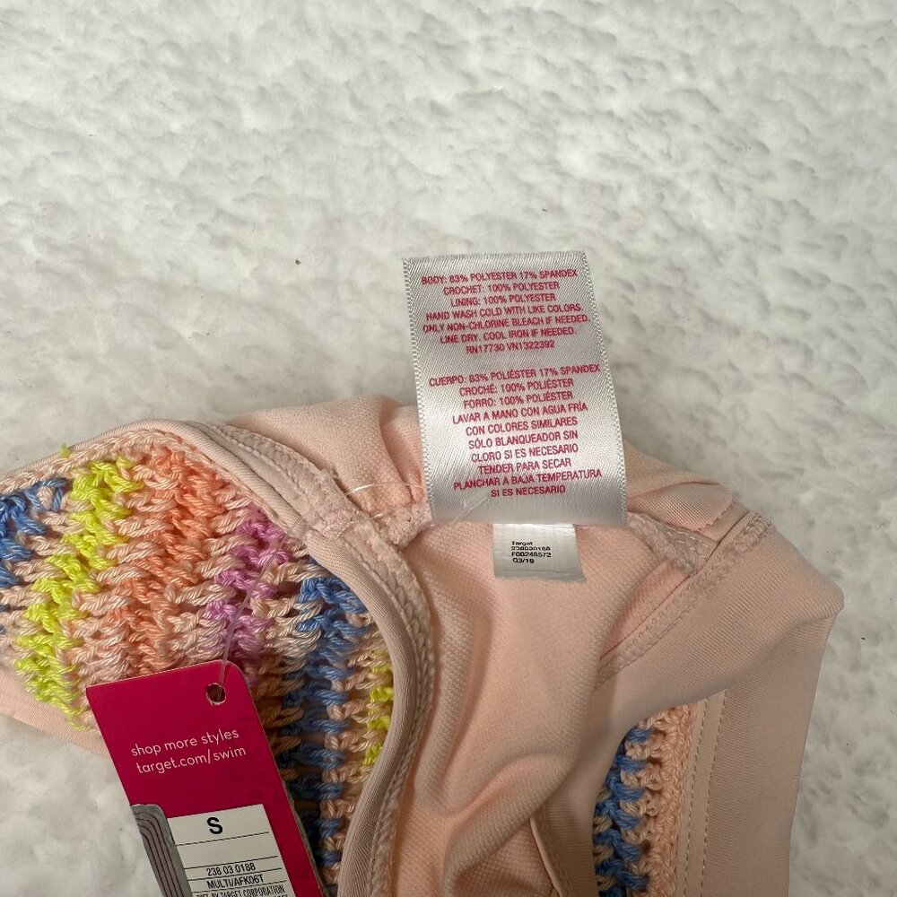Xhilaration Rainbow‎ Striped Crochet Bikini Top Small NWT Removable Pads - Picture 5 of 7